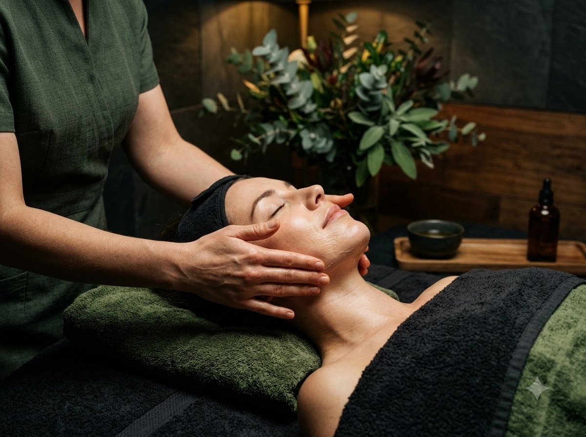Hydra facial, mid-session.